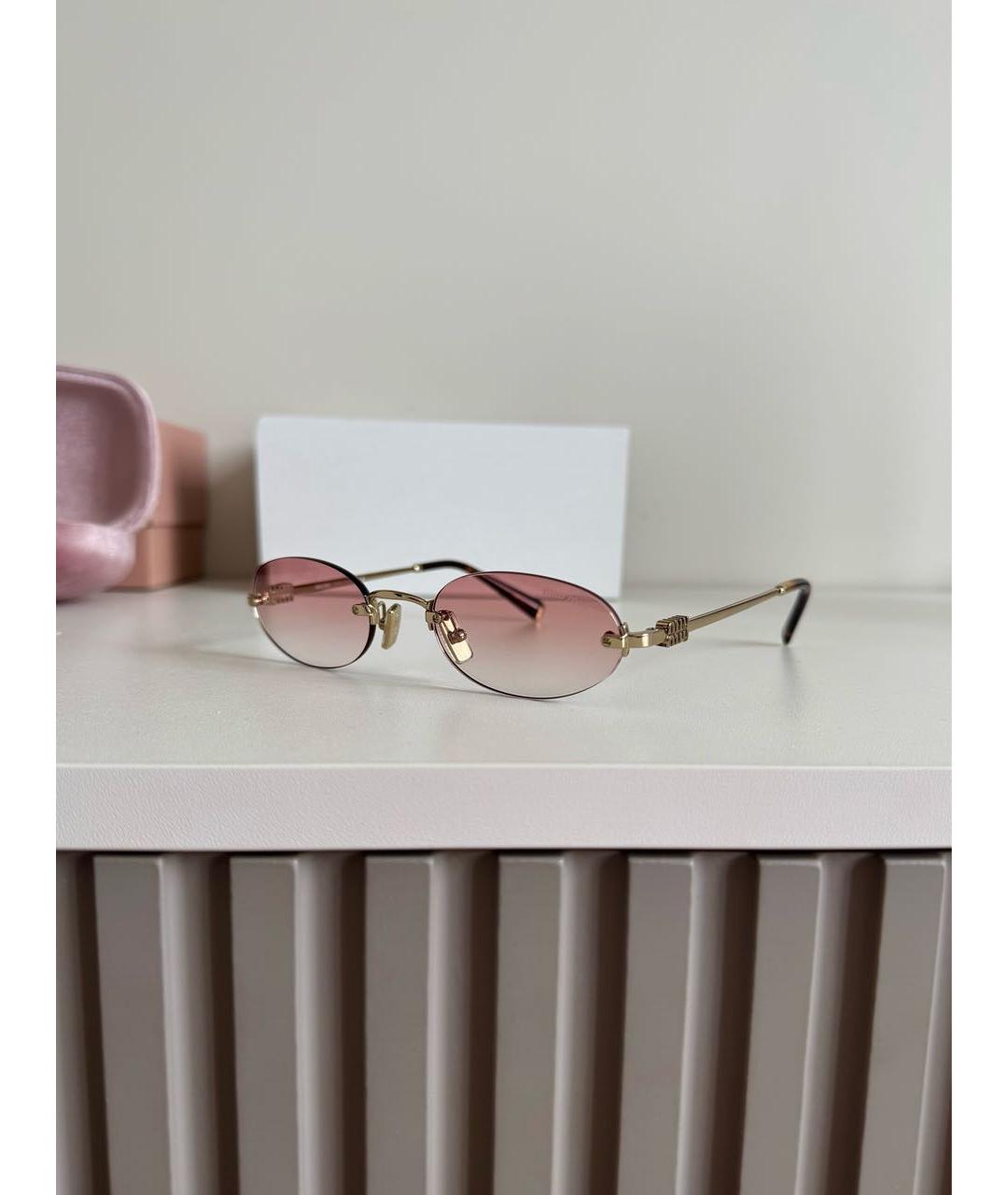 MIU MIU Розовые металлические солнцезащитные очки, фото 3