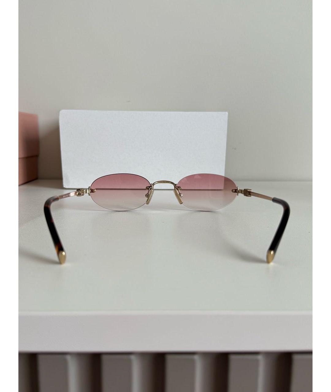 MIU MIU Розовые металлические солнцезащитные очки, фото 6