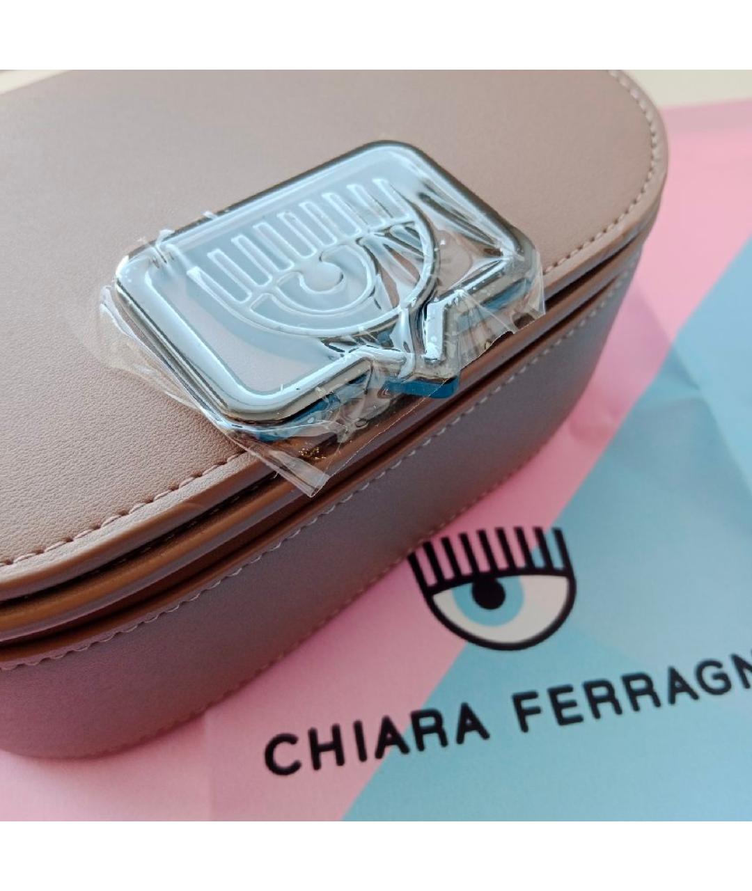 CHIARA FERRAGNI Бежевая сумка с короткими ручками из искусственной кожи, фото 3