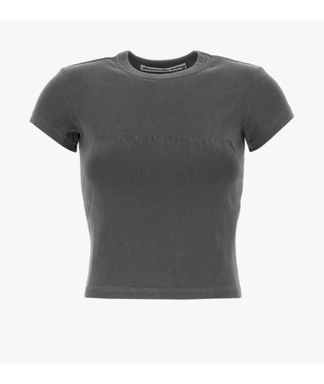 ALEXANDER WANG Серая хлопковая футболка, фото 6