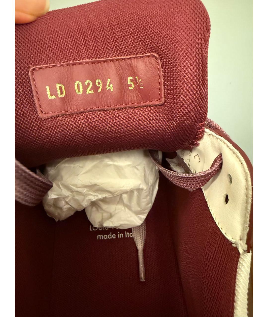 LOUIS VUITTON Бордовые кожаные кеды, фото 7