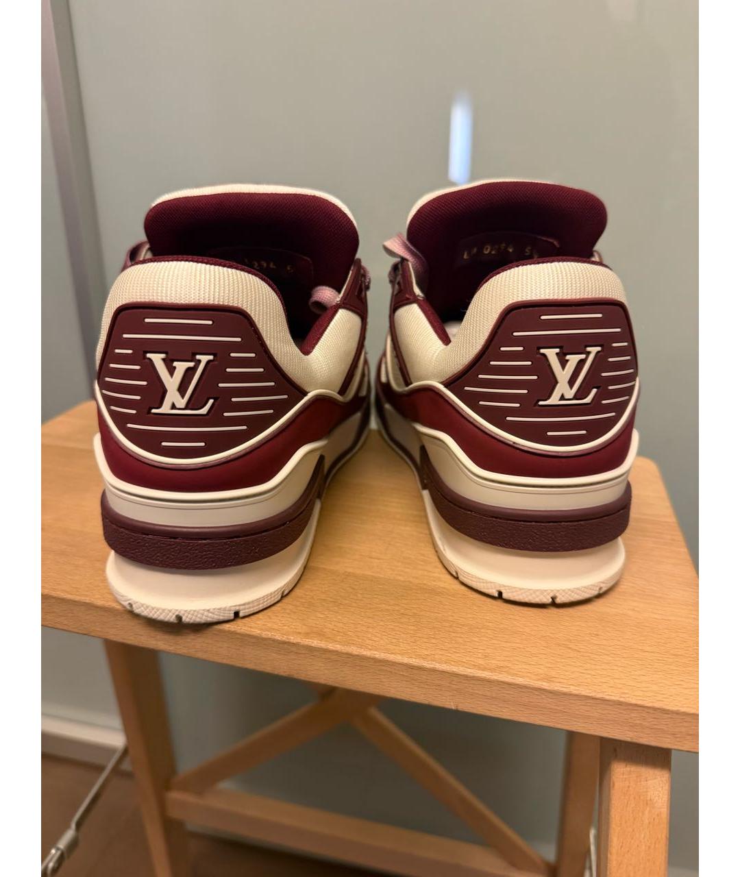 LOUIS VUITTON Бордовые кожаные кеды, фото 2