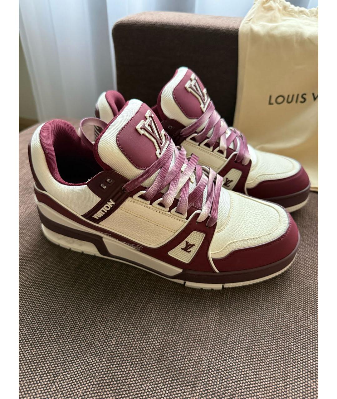 LOUIS VUITTON Бордовые кожаные кеды, фото 8