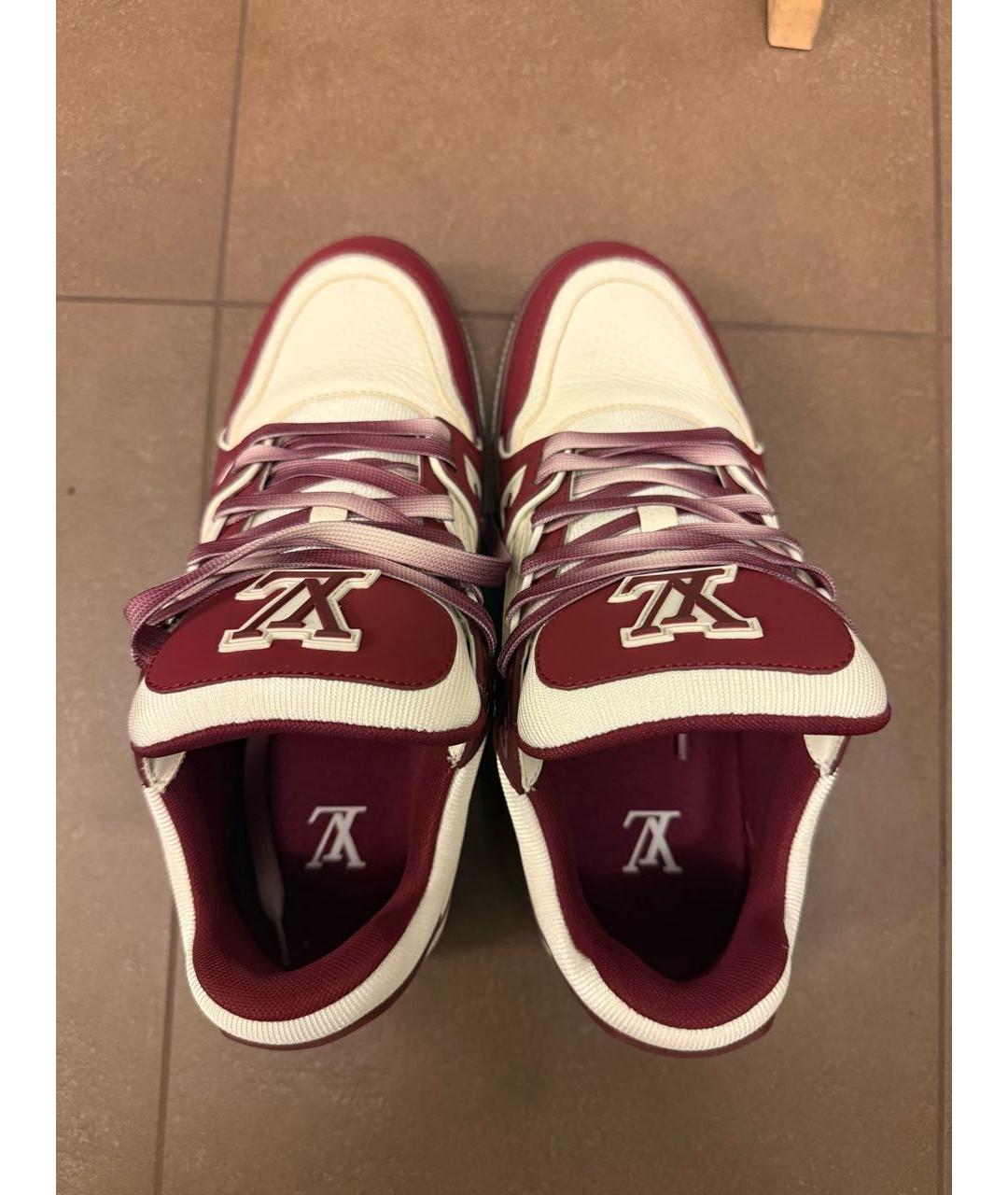 LOUIS VUITTON Бордовые кожаные кеды, фото 3
