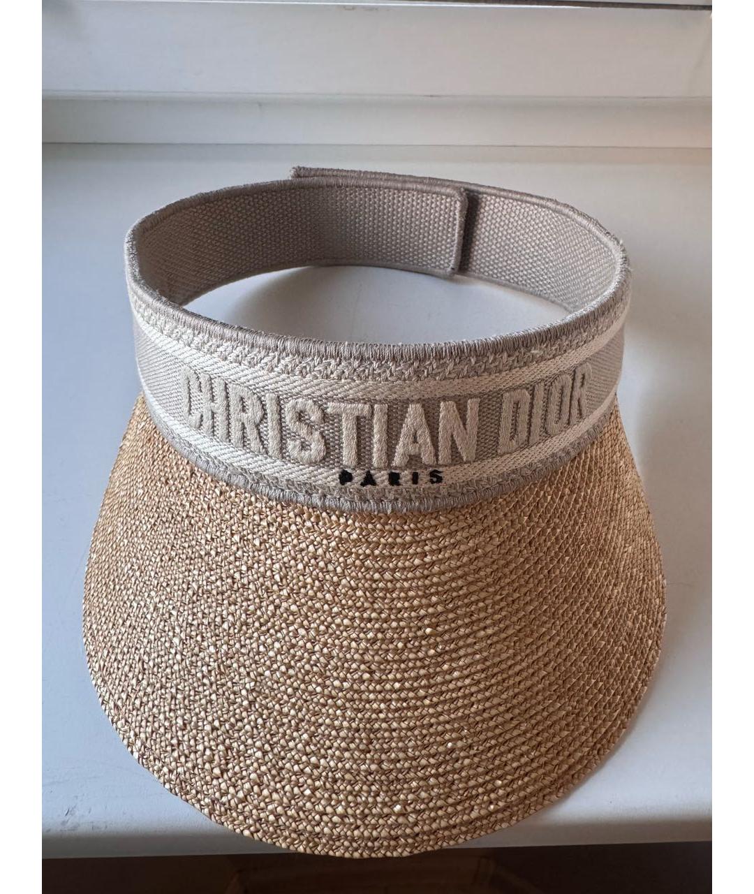 CHRISTIAN DIOR Бежевая соломенная кепка, фото 6