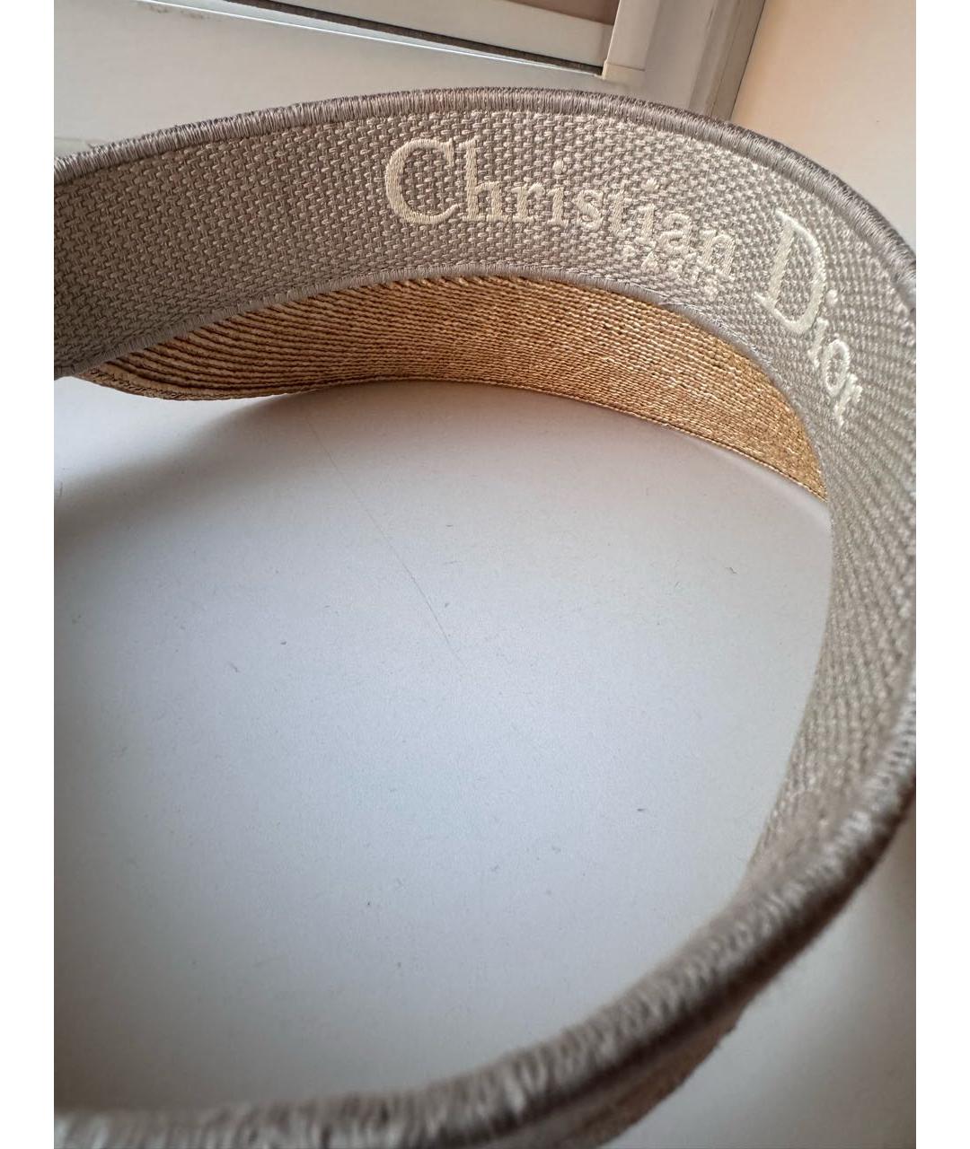 CHRISTIAN DIOR Бежевая соломенная кепка, фото 5