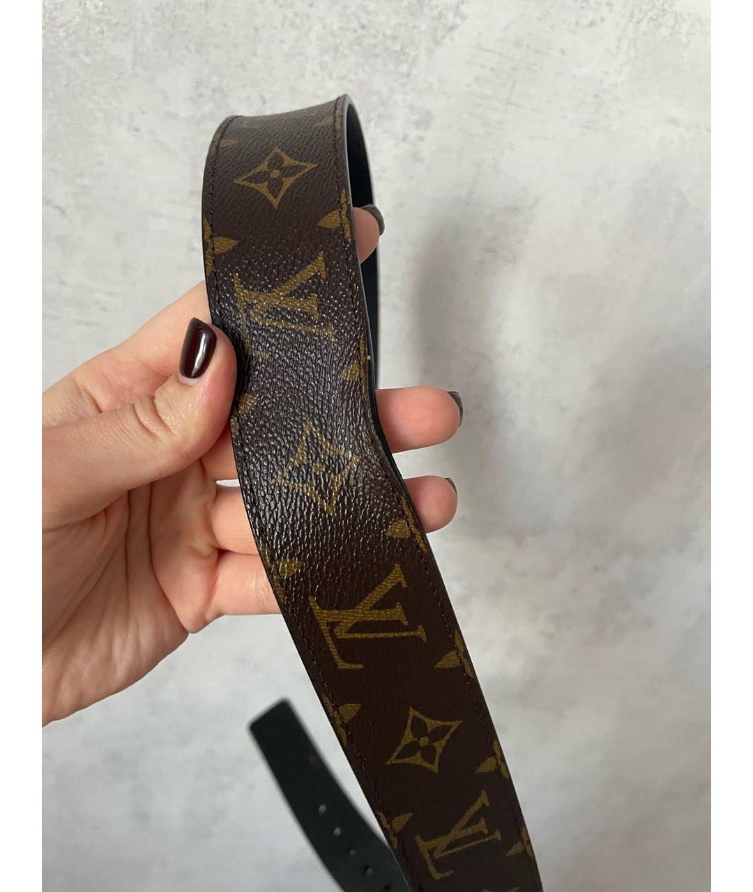 LOUIS VUITTON Коричневый кожаный ремень, фото 5