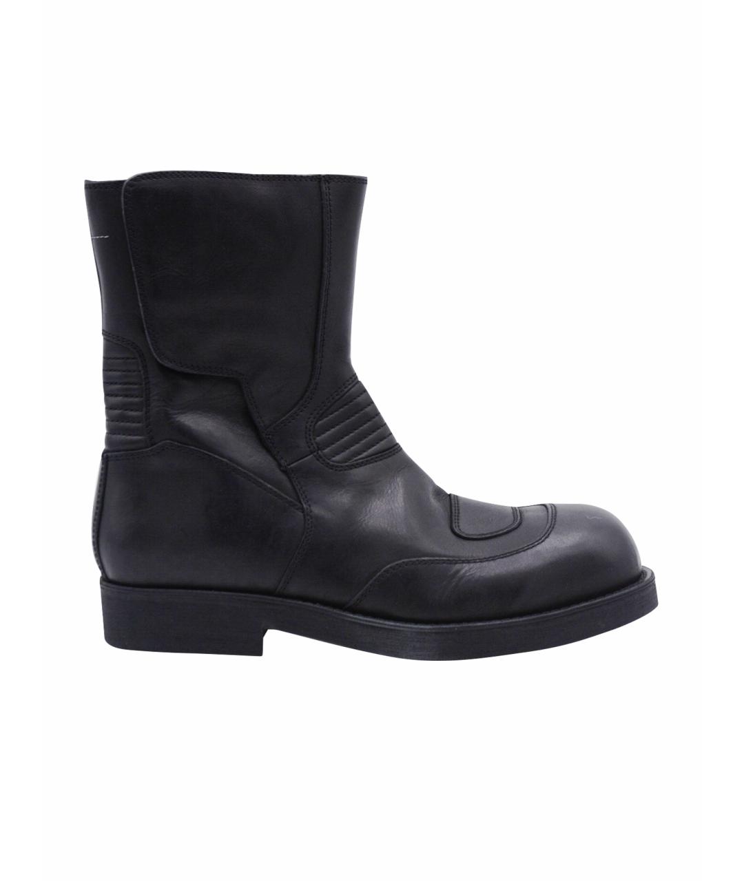 MM6 MAISON MARGIELA Черные кожаные высокие ботинки, фото 1