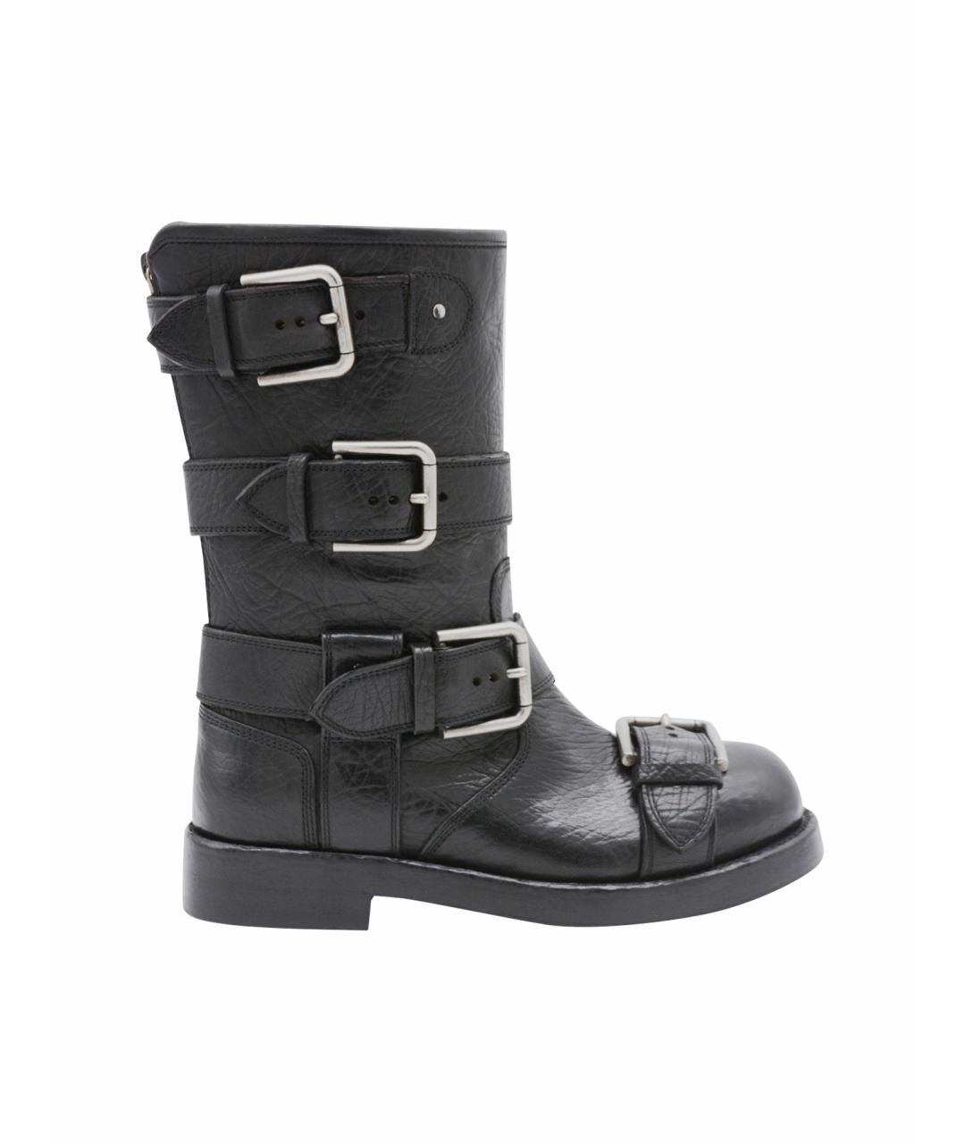 DOLCE&GABBANA Черные кожаные сапоги, фото 1