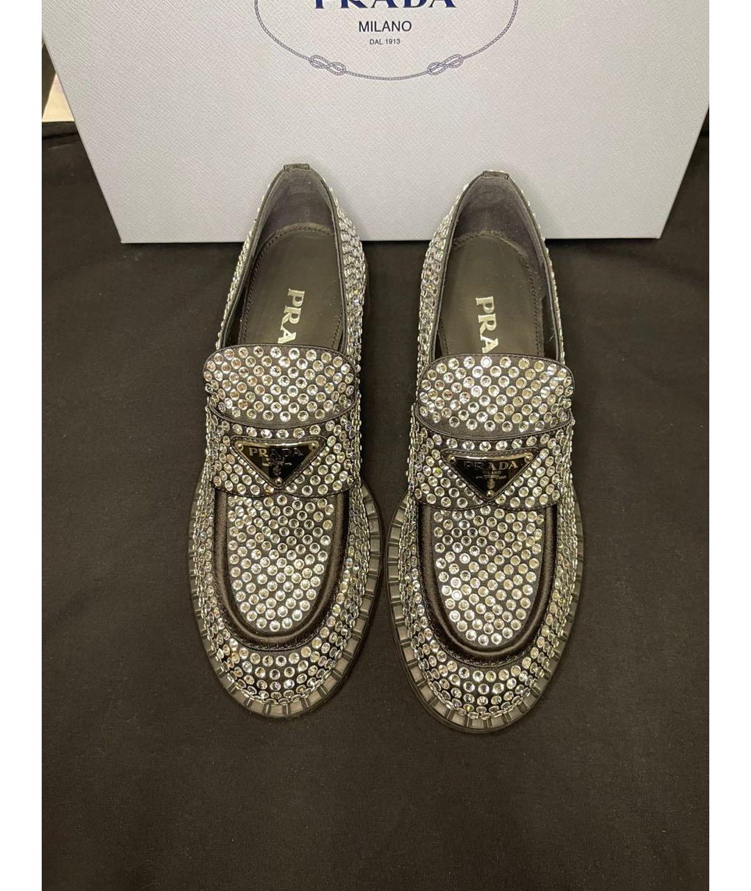 PRADA Черные кожаные мокасины, фото 2