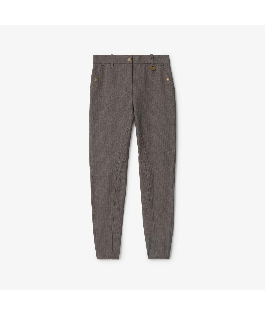 BURBERRY Серые хлопковые прямые брюки, фото 5