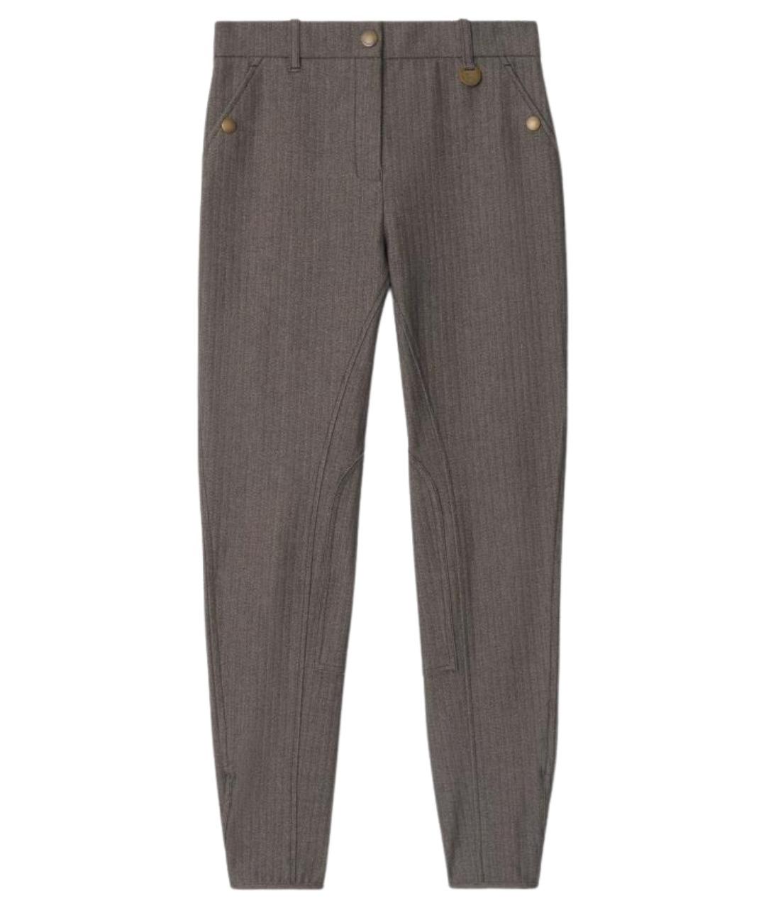 BURBERRY Серые хлопковые прямые брюки, фото 1