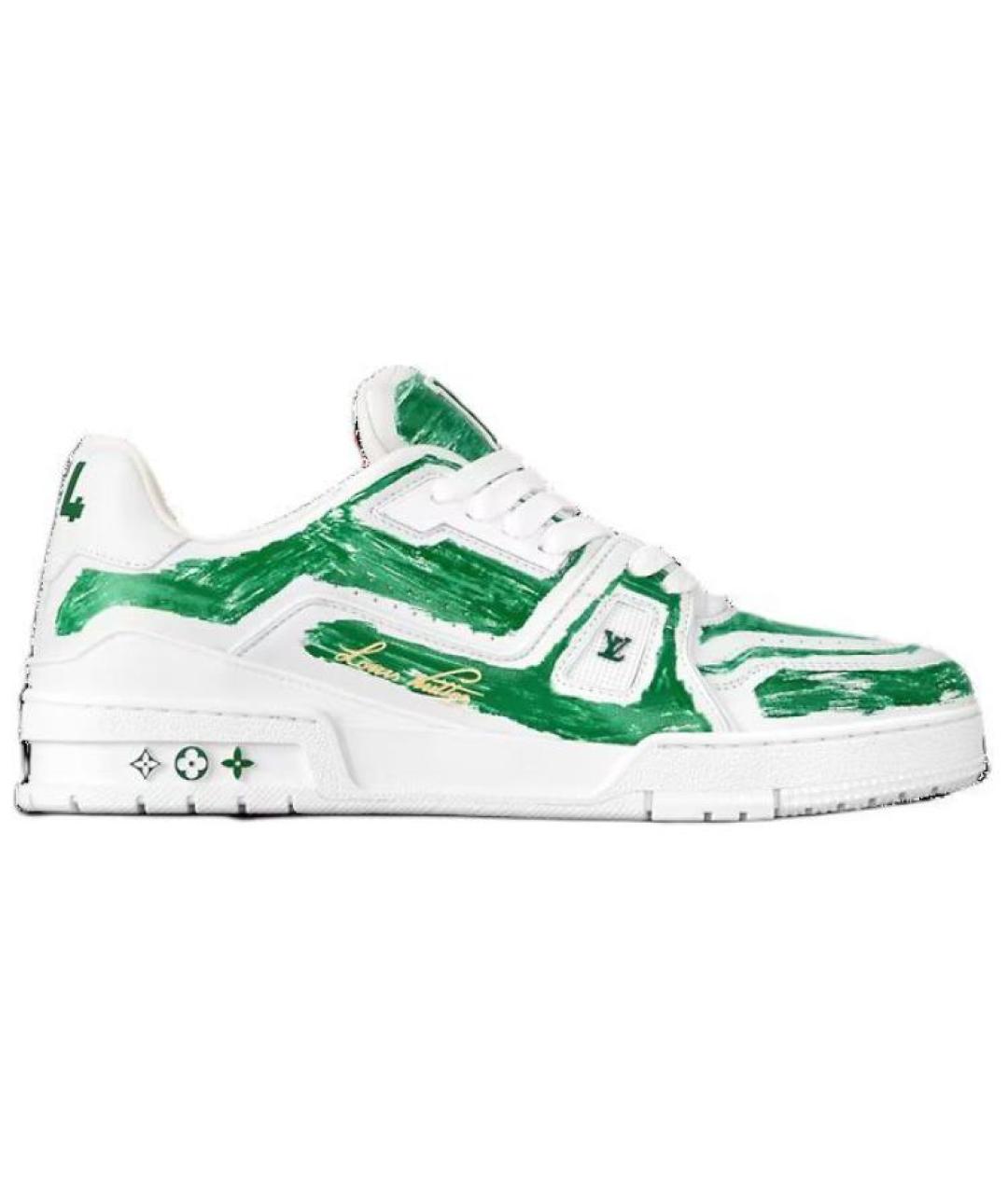 LOUIS VUITTON Зеленые кожаные кроссовки, фото 1