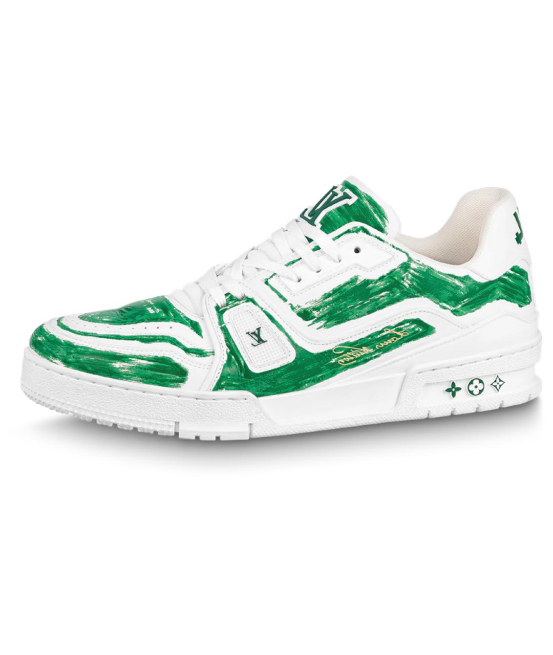 LOUIS VUITTON Зеленые кожаные кроссовки, фото 2