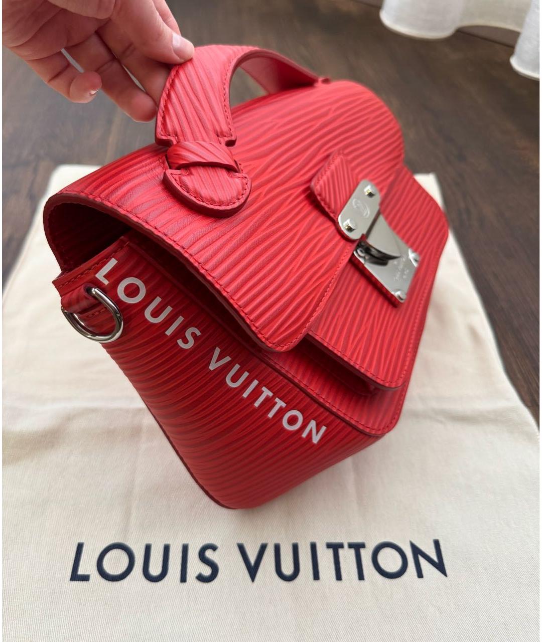 LOUIS VUITTON Красная кожаная сумка с короткими ручками, фото 3