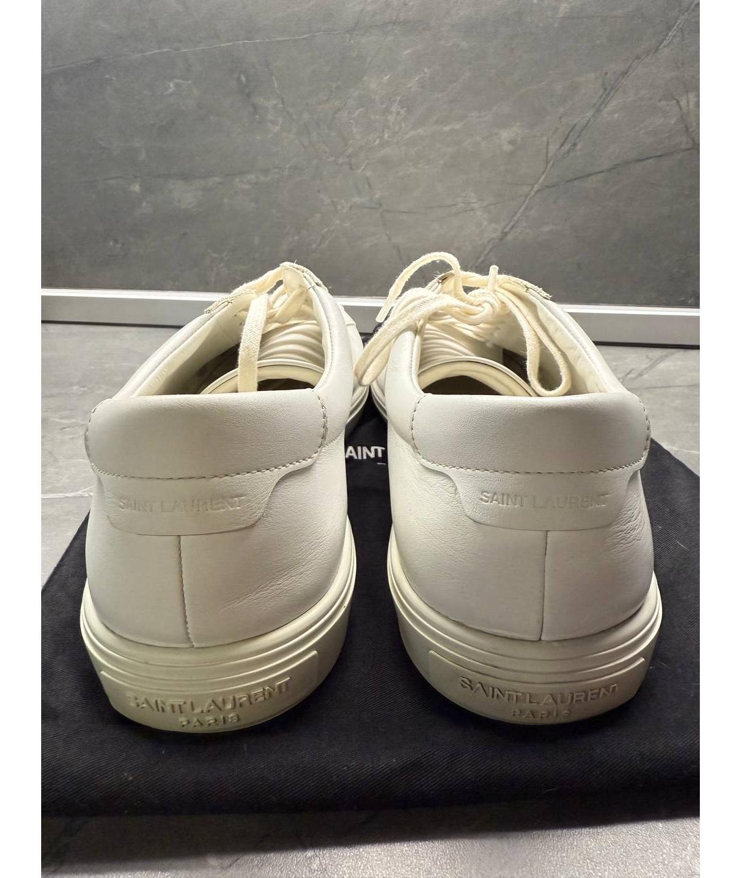 SAINT LAURENT Белые кожаные низкие кроссовки / кеды, фото 3