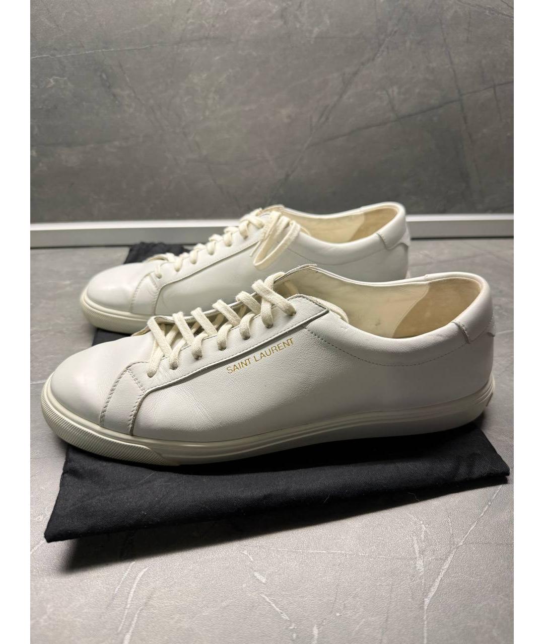 SAINT LAURENT Белые кожаные низкие кроссовки / кеды, фото 7