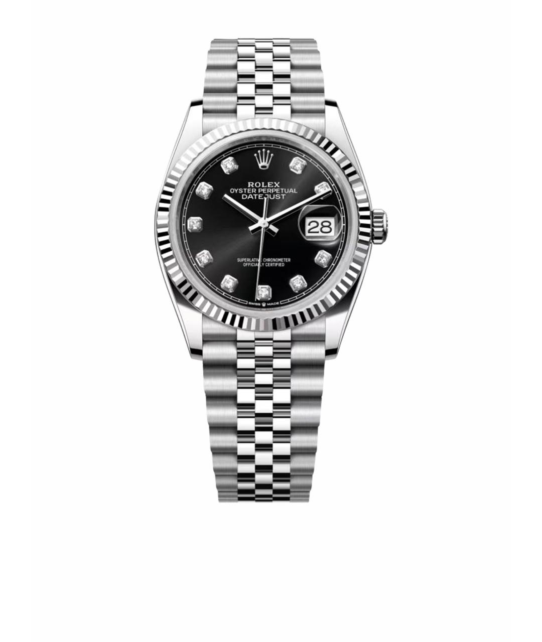 ROLEX Черные часы из белого золота, фото 1