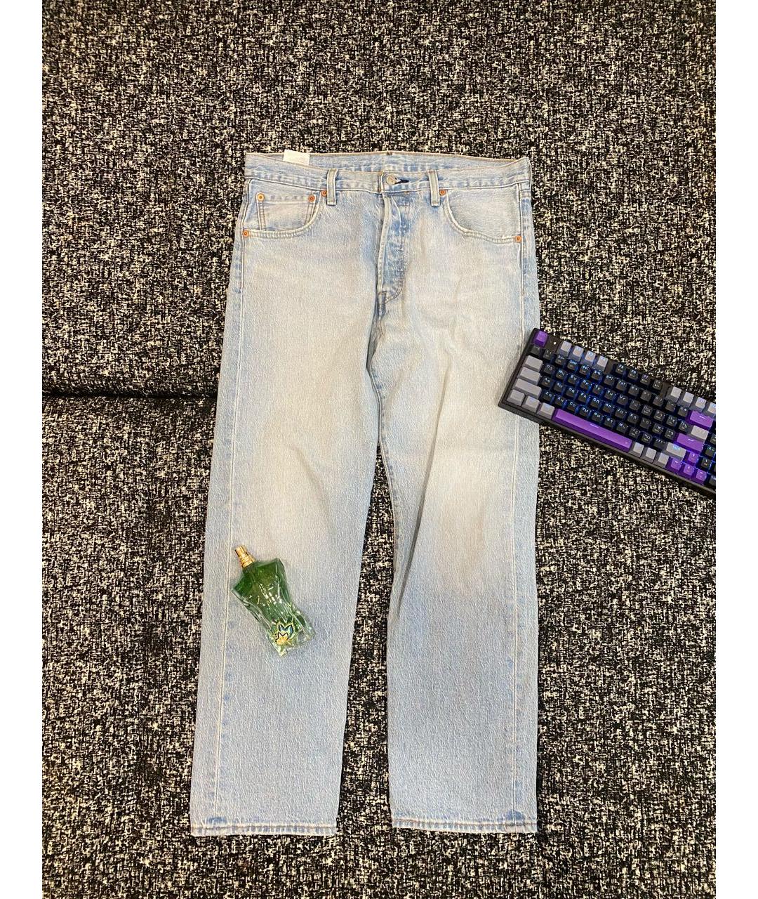 LEVI'S Голубые хлопковые прямые джинсы, фото 3