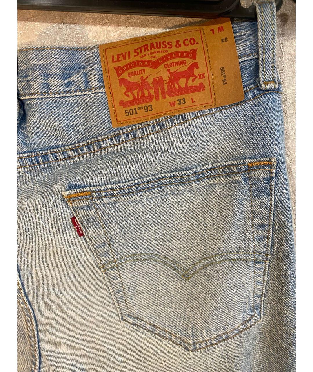 LEVI'S Голубые хлопковые прямые джинсы, фото 4