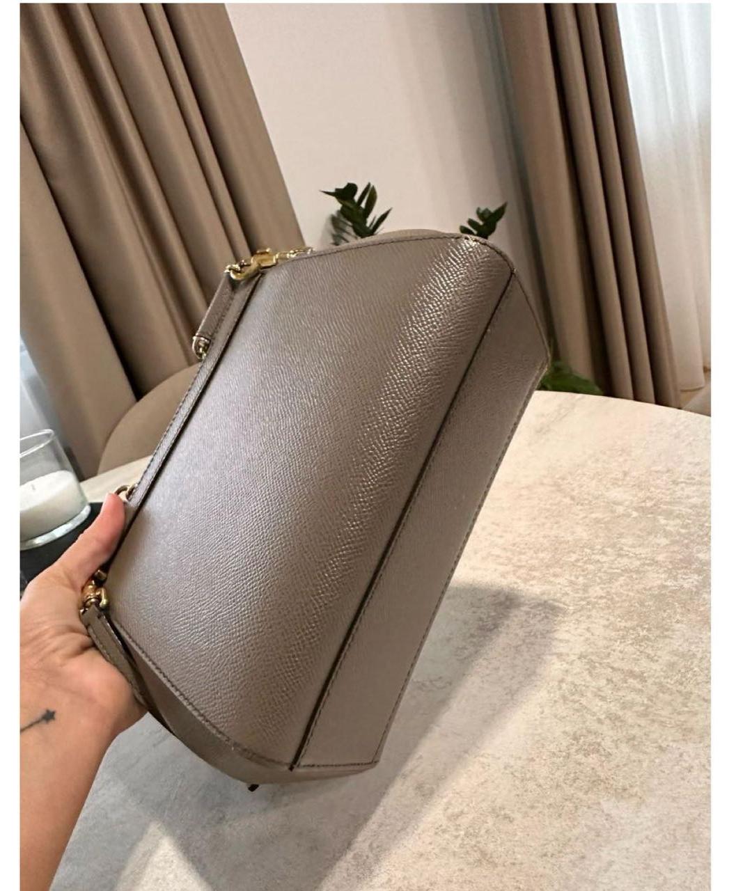 DOLCE&GABBANA Бежевая кожаная сумка с короткими ручками, фото 5