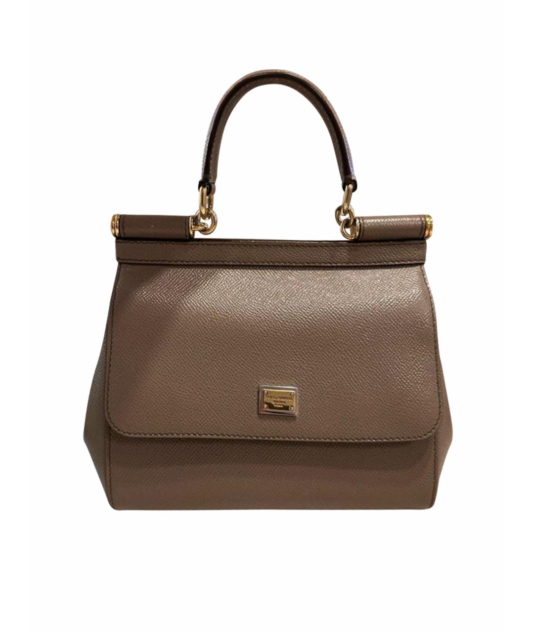 DOLCE&GABBANA Бежевая кожаная сумка с короткими ручками, фото 1