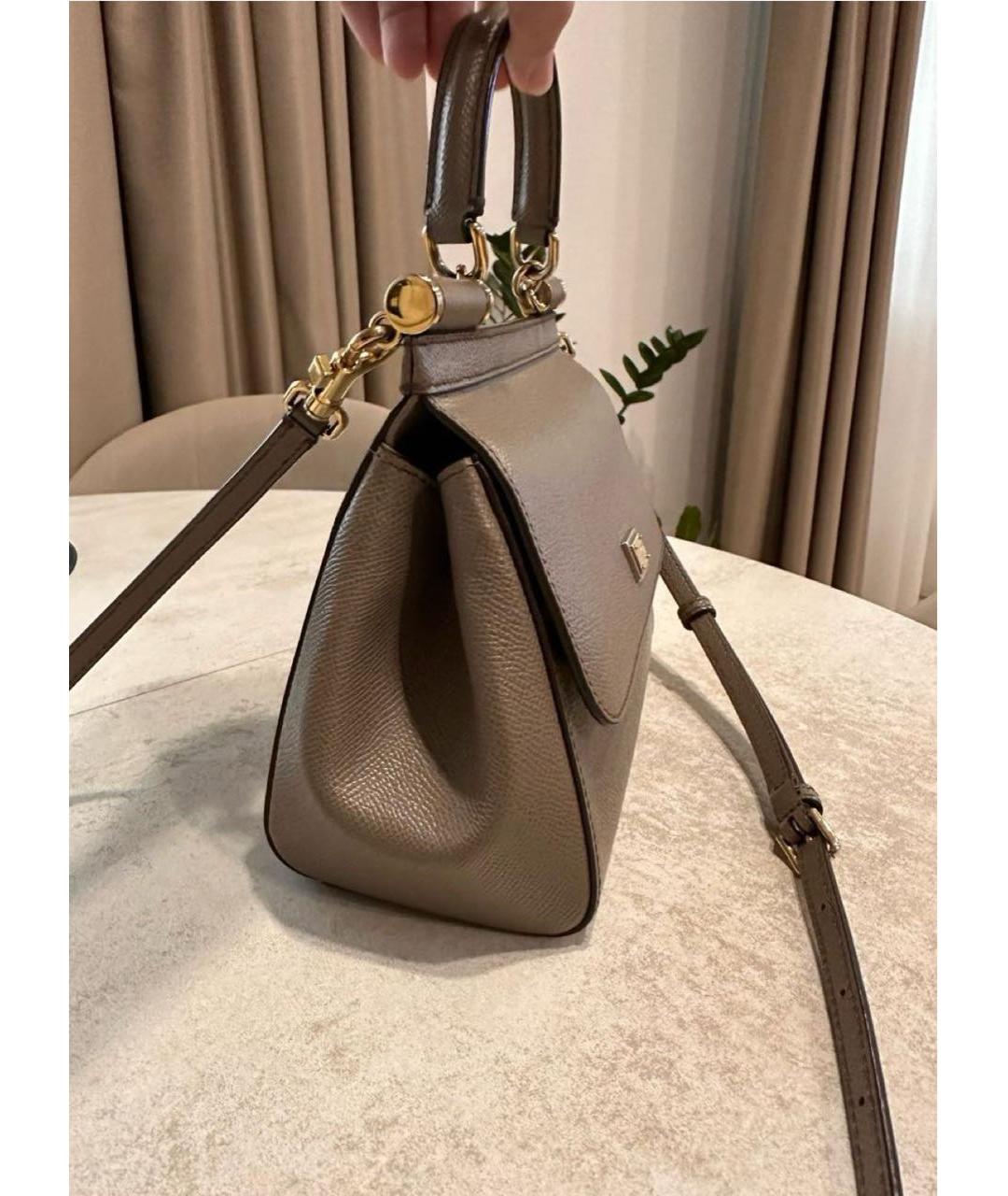 DOLCE&GABBANA Бежевая кожаная сумка с короткими ручками, фото 2