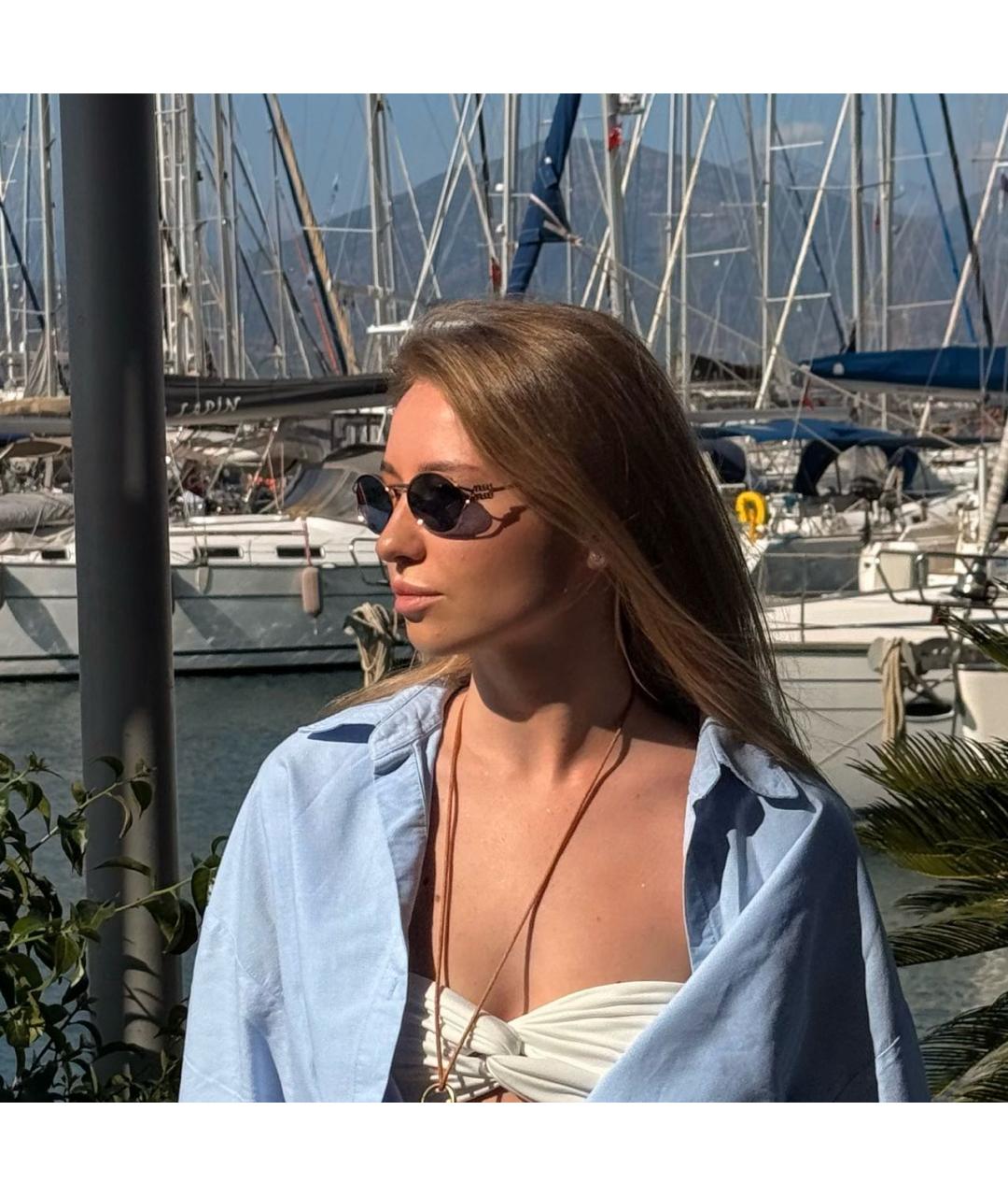 MIU MIU Синие металлические солнцезащитные очки, фото 6