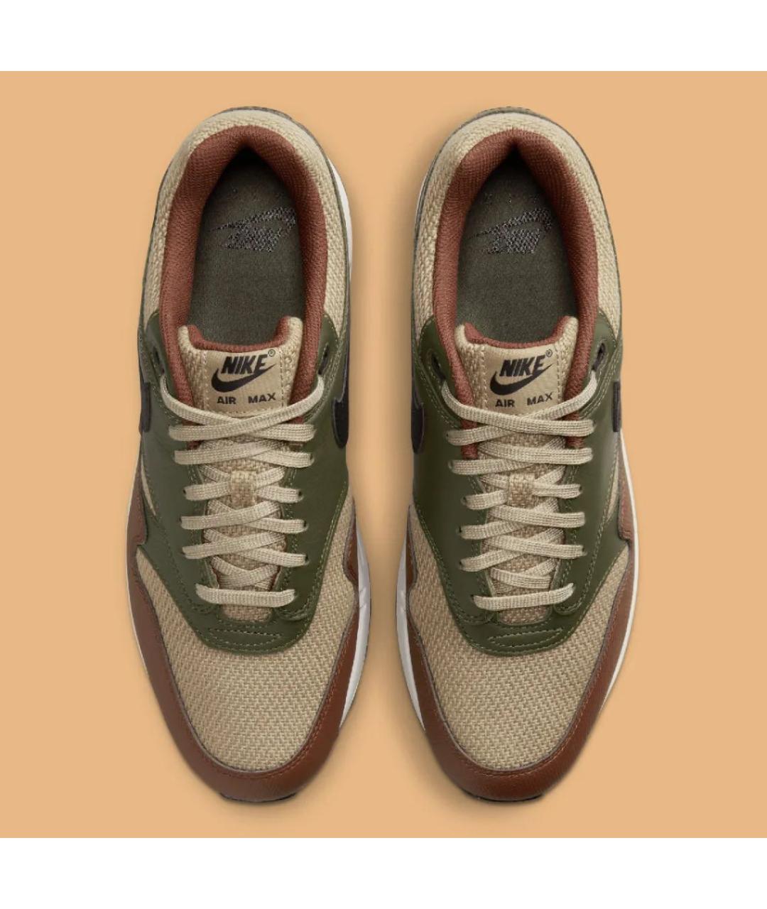 NIKE Хаки кожаные низкие кроссовки / кеды, фото 4