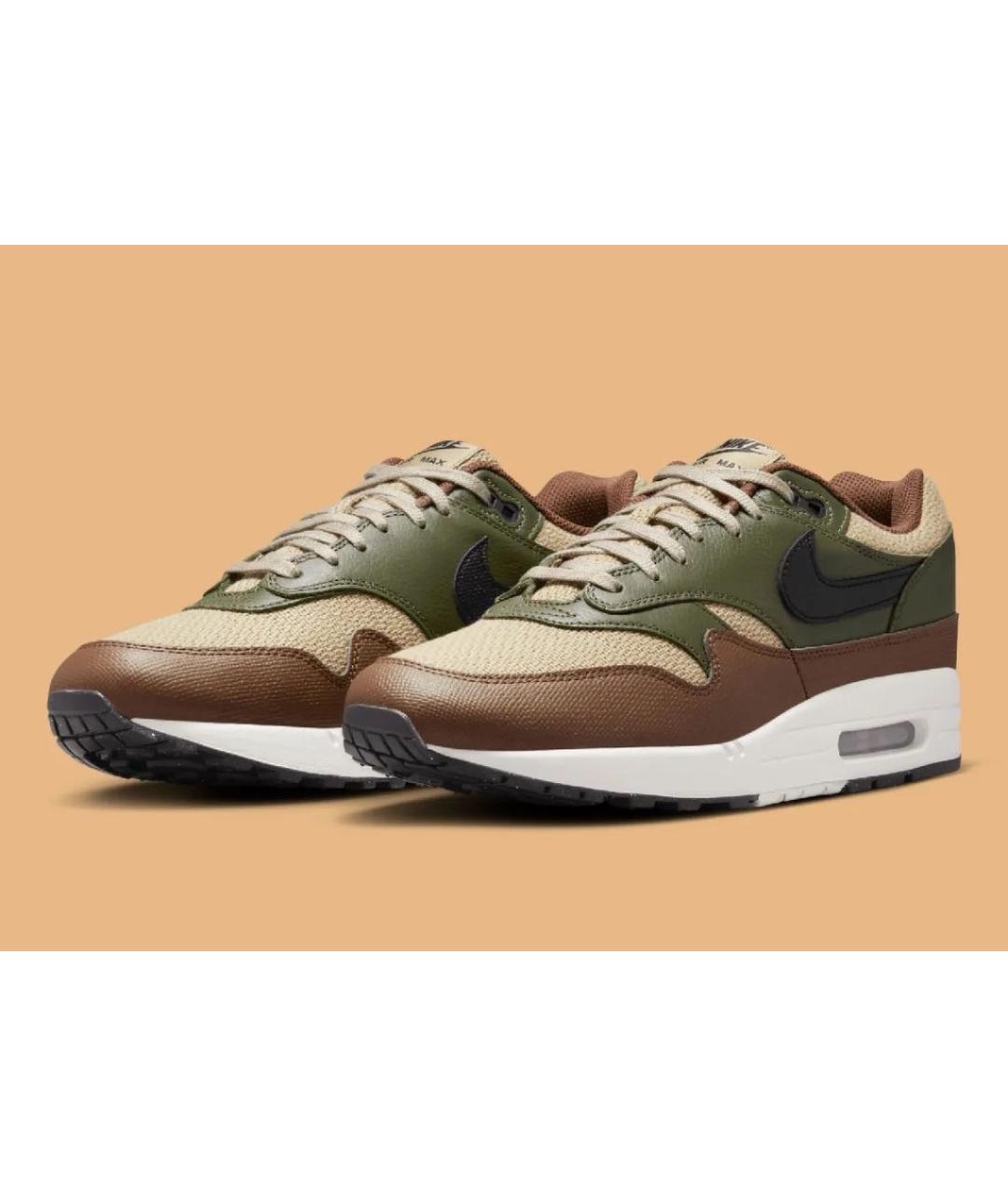 NIKE Хаки кожаные низкие кроссовки / кеды, фото 2