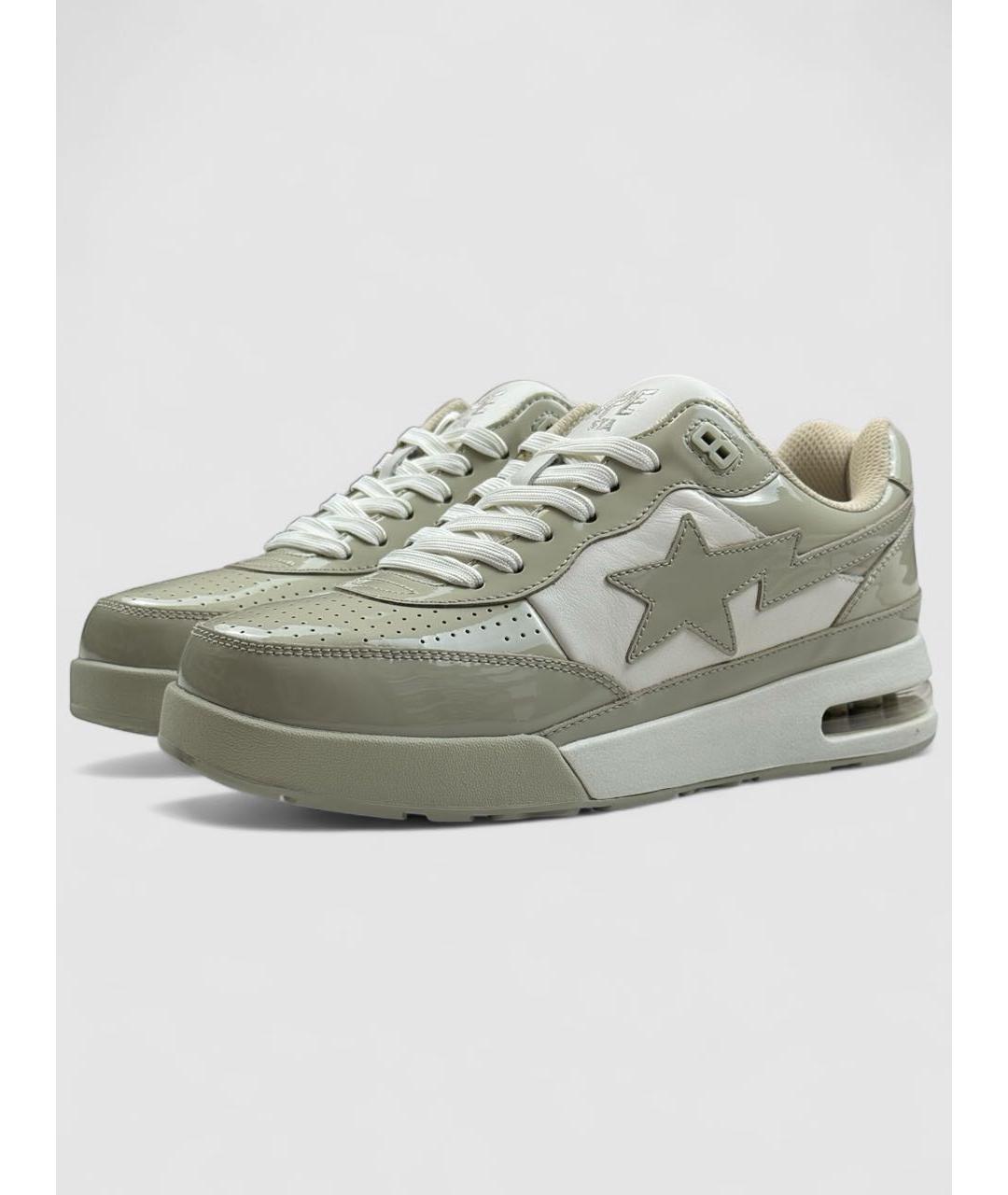BAPE Бежевые кожаные низкие кроссовки / кеды, фото 3