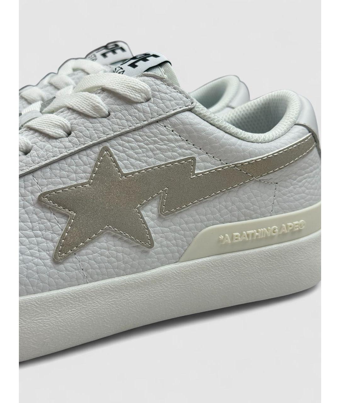 BAPE Белые кожаные кроссовки, фото 4