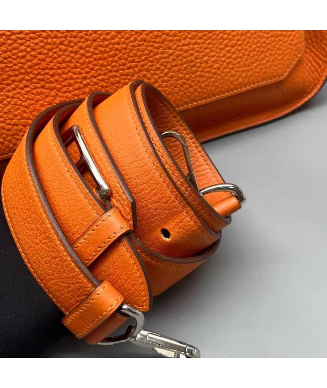 HERMES Оранжевая кожаная сумка через плечо, фото 5