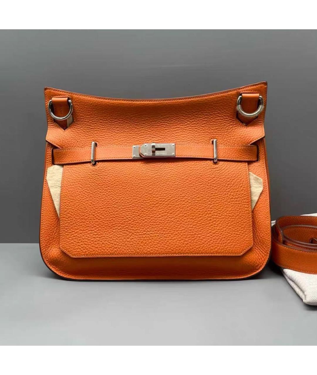 HERMES Оранжевая кожаная сумка через плечо, фото 6