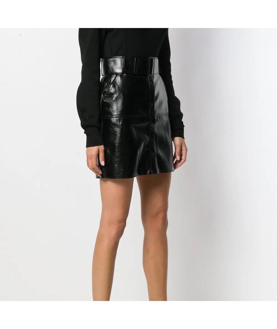 MSGM Черная полиэстеровая юбка мини, фото 7