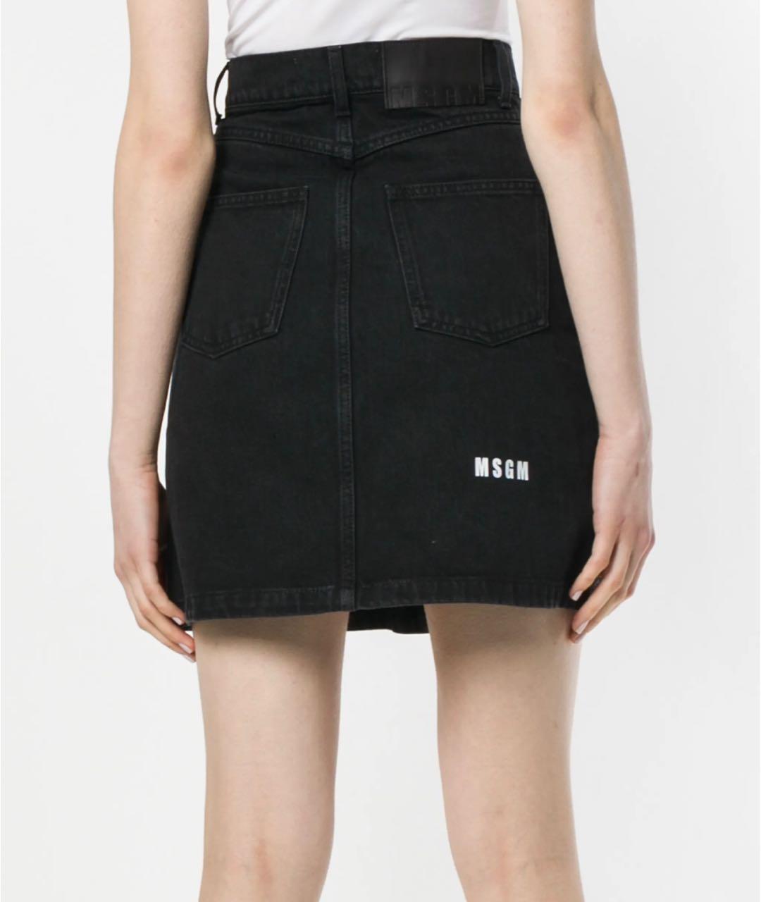 MSGM Черная деним юбка мини, фото 7