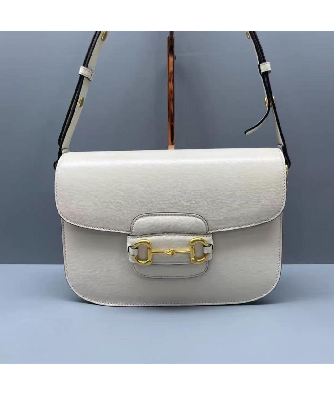 GUCCI Белая кожаная сумка с короткими ручками, фото 2
