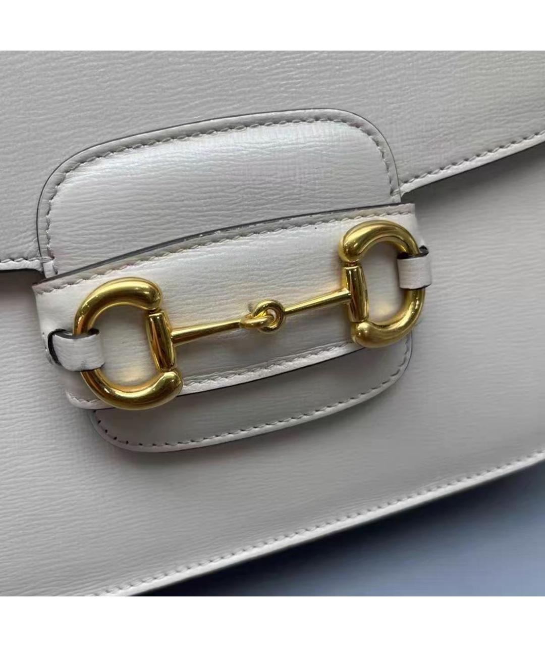 GUCCI Белая кожаная сумка с короткими ручками, фото 8