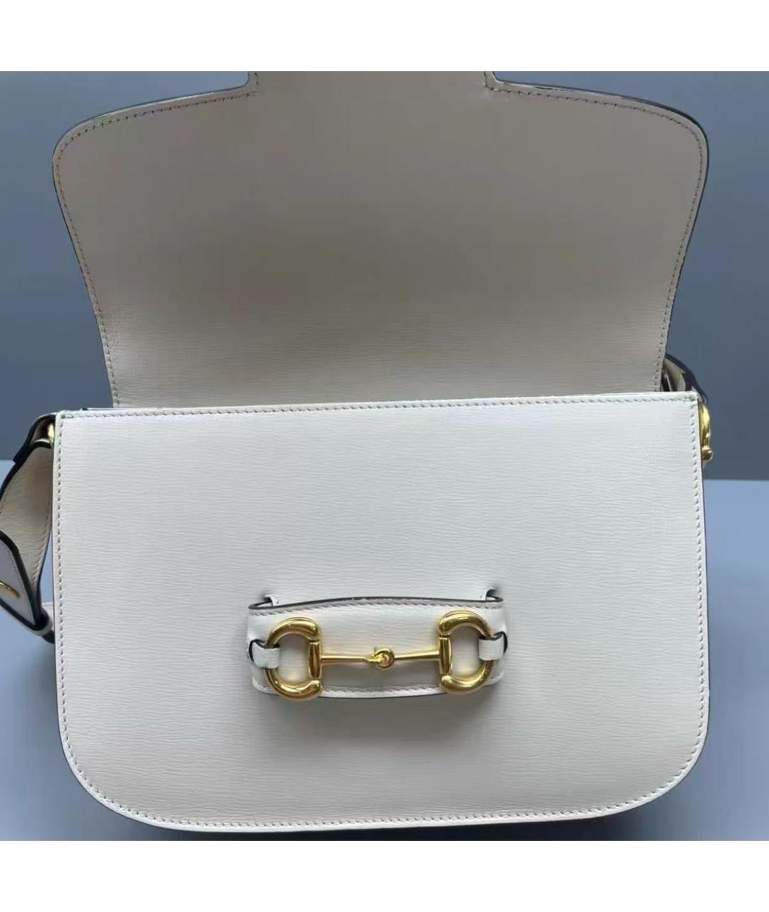 GUCCI Белая кожаная сумка с короткими ручками, фото 9