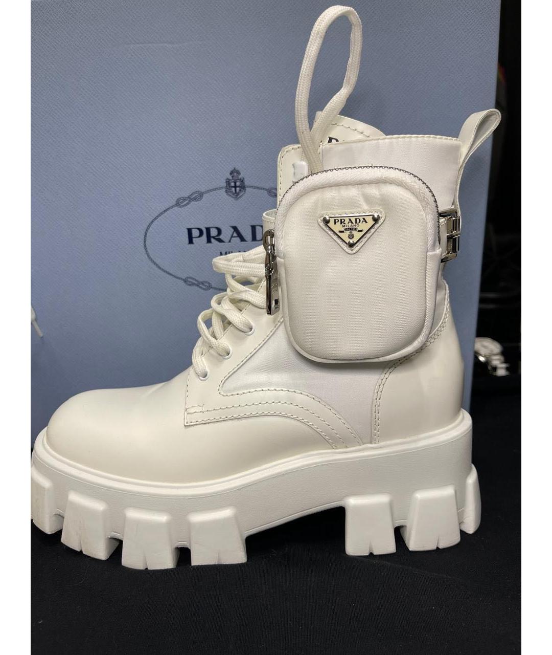 PRADA Белые кожаные ботильоны, фото 6