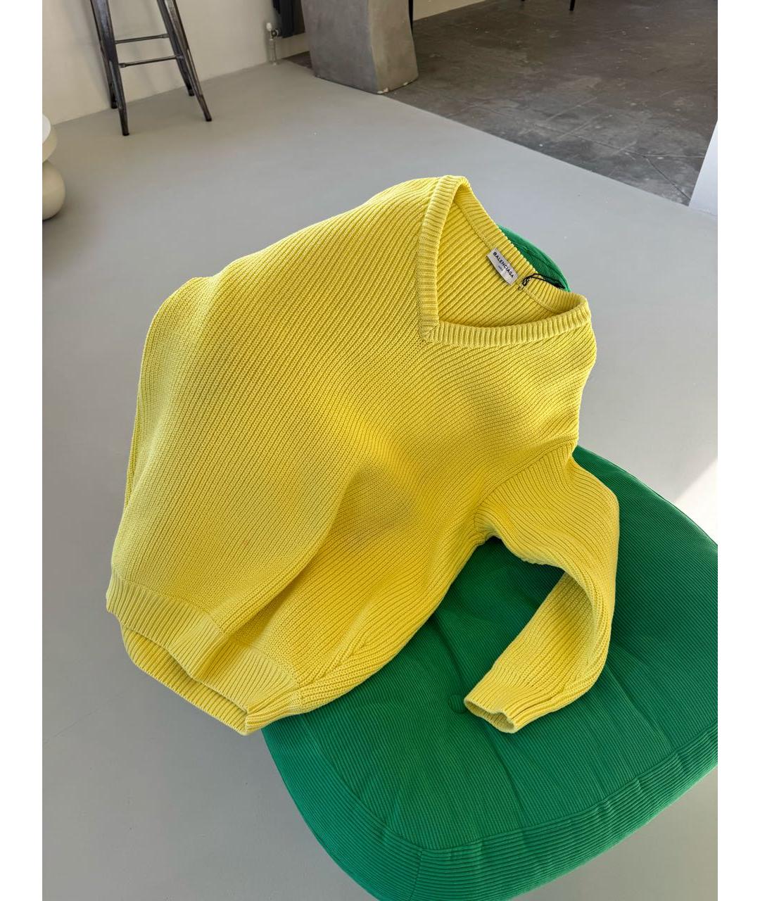 BALENCIAGA Желтый хлопковый джемпер / свитер, фото 5