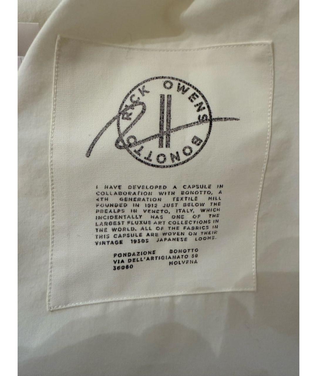 RICK OWENS Белая хлопковая классическая рубашка, фото 5