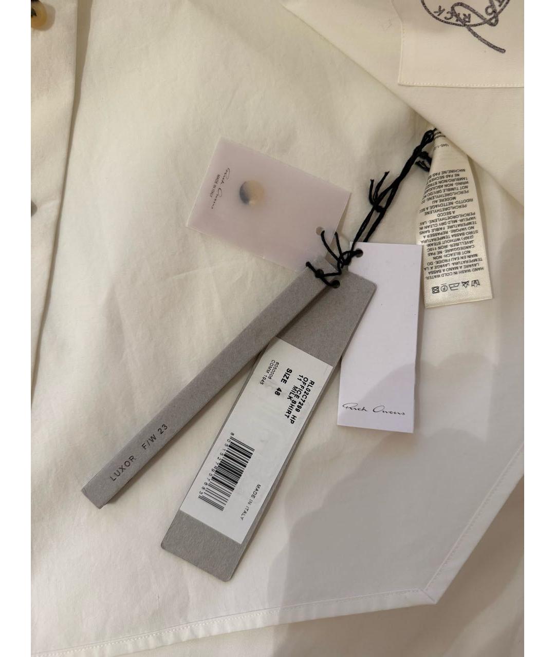 RICK OWENS Белая хлопковая классическая рубашка, фото 6