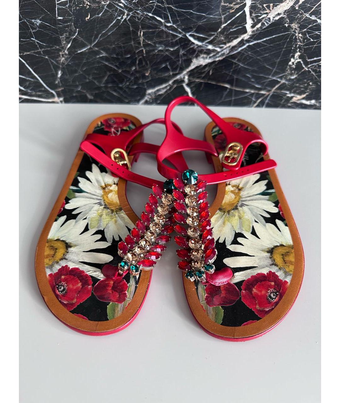 DOLCE&GABBANA Красные резиновые сандалии, фото 3