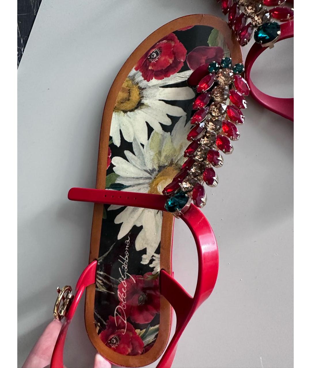 DOLCE&GABBANA Красные резиновые сандалии, фото 7