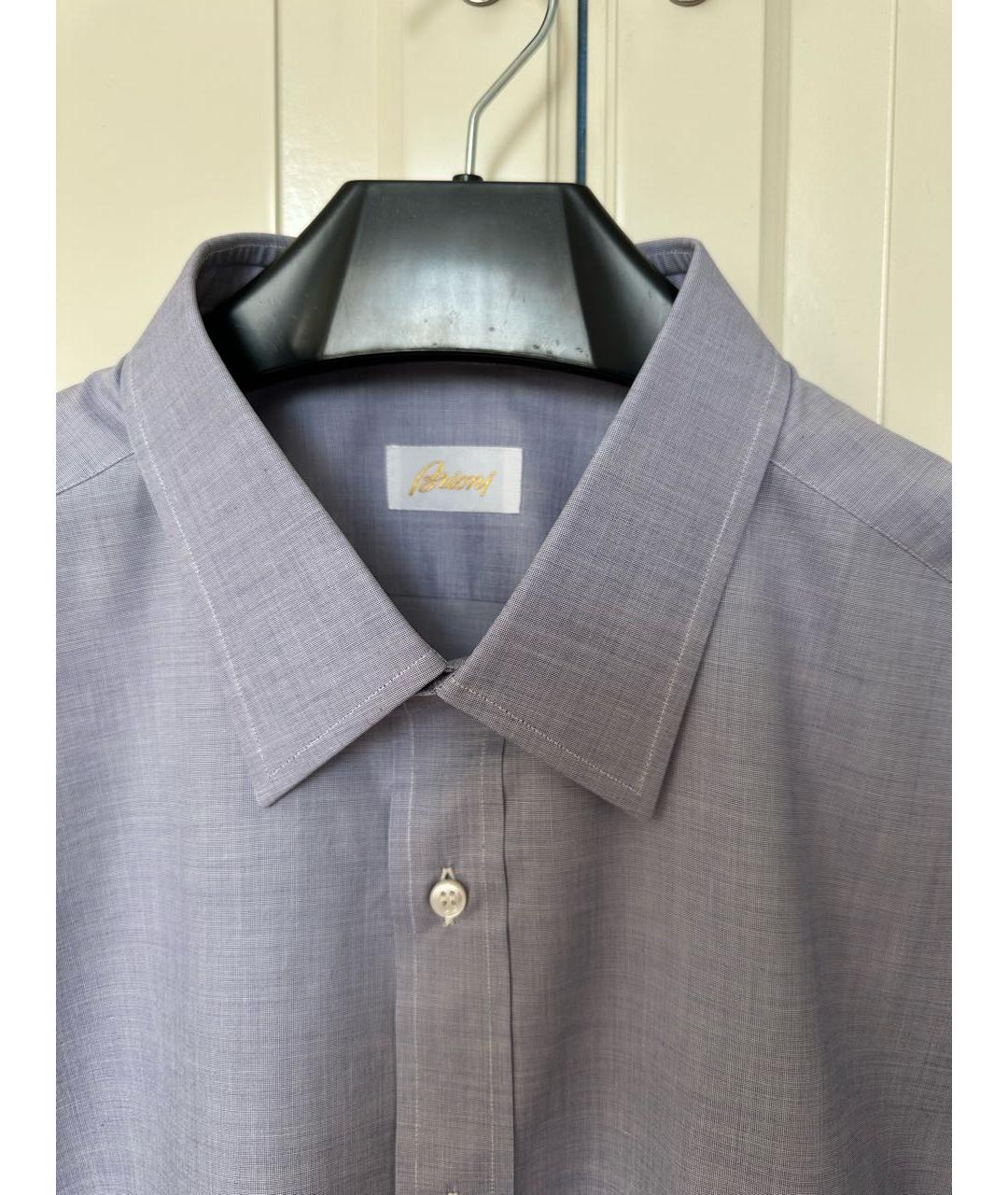 BRIONI Голубая хлопковая классическая рубашка, фото 3