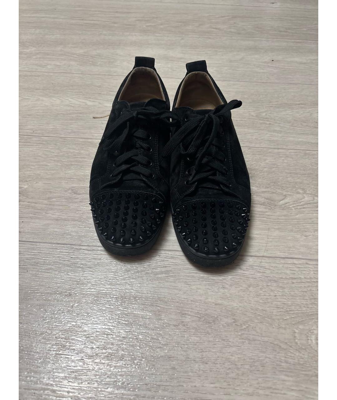 CHRISTIAN LOUBOUTIN Черные замшевые низкие кроссовки / кеды, фото 2