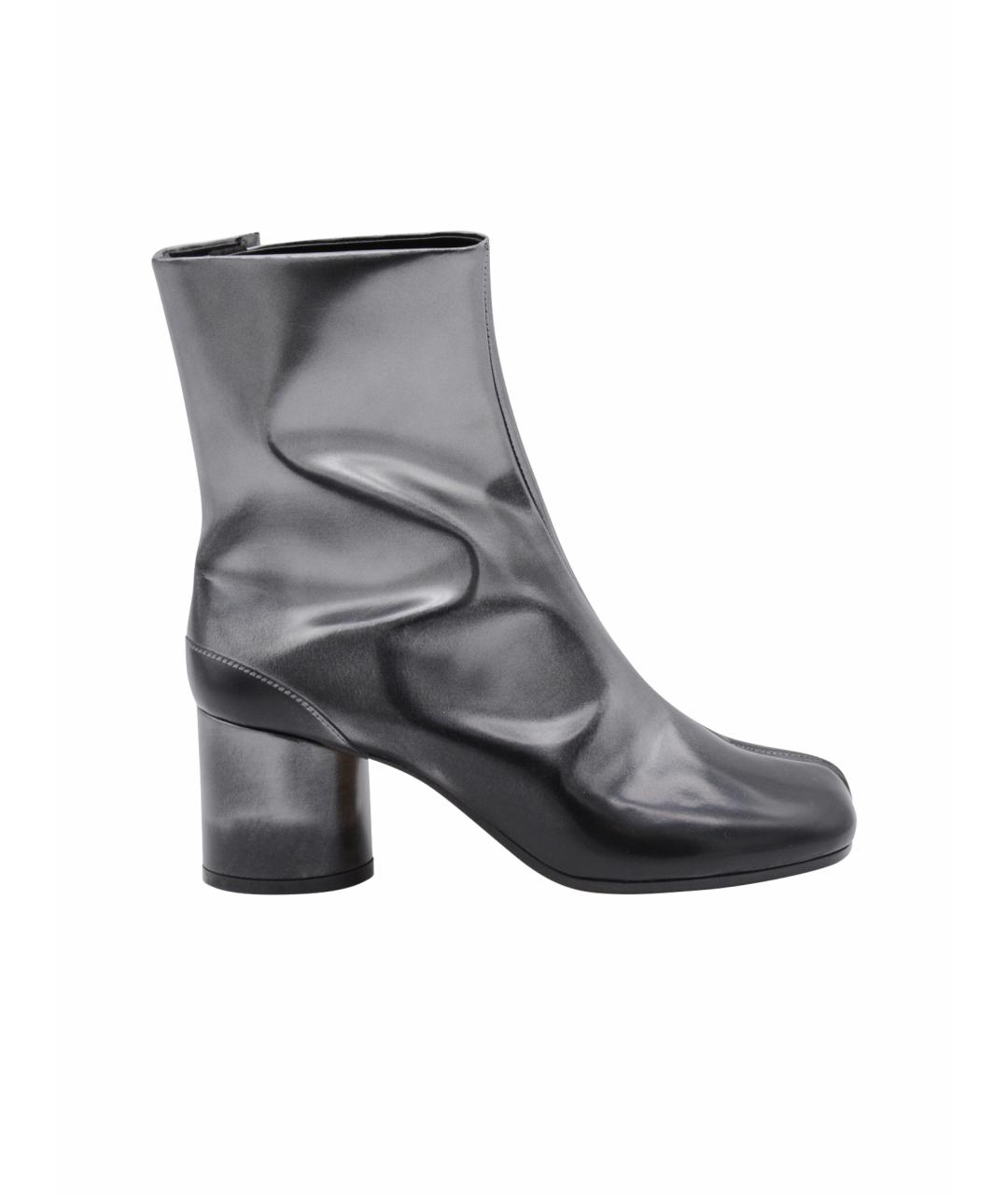 MAISON MARGIELA Серебряные кожаные сапоги, фото 1