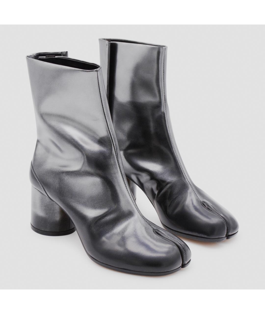 MAISON MARGIELA Серебряные кожаные сапоги, фото 2