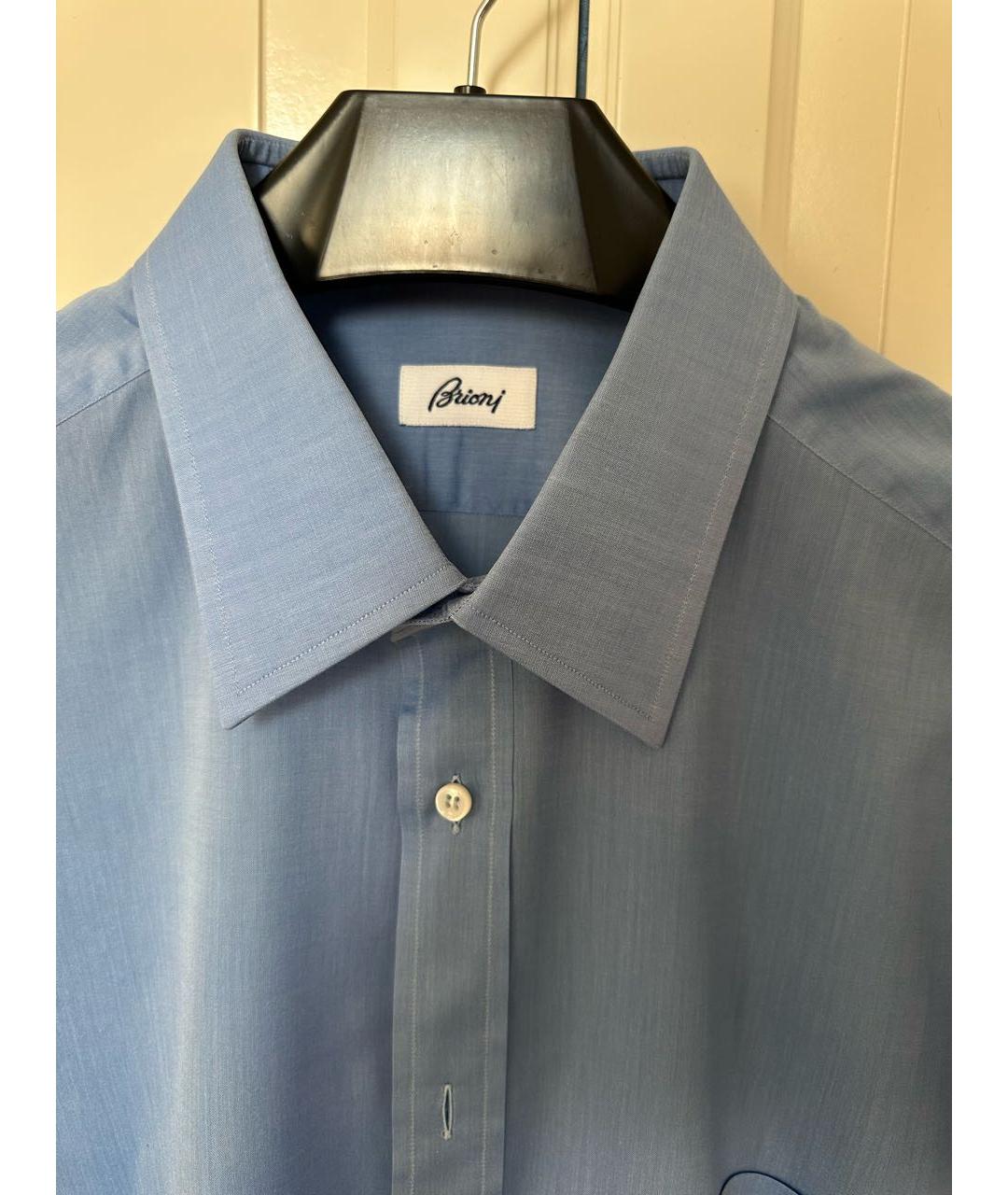 BRIONI Синяя хлопковая классическая рубашка, фото 3